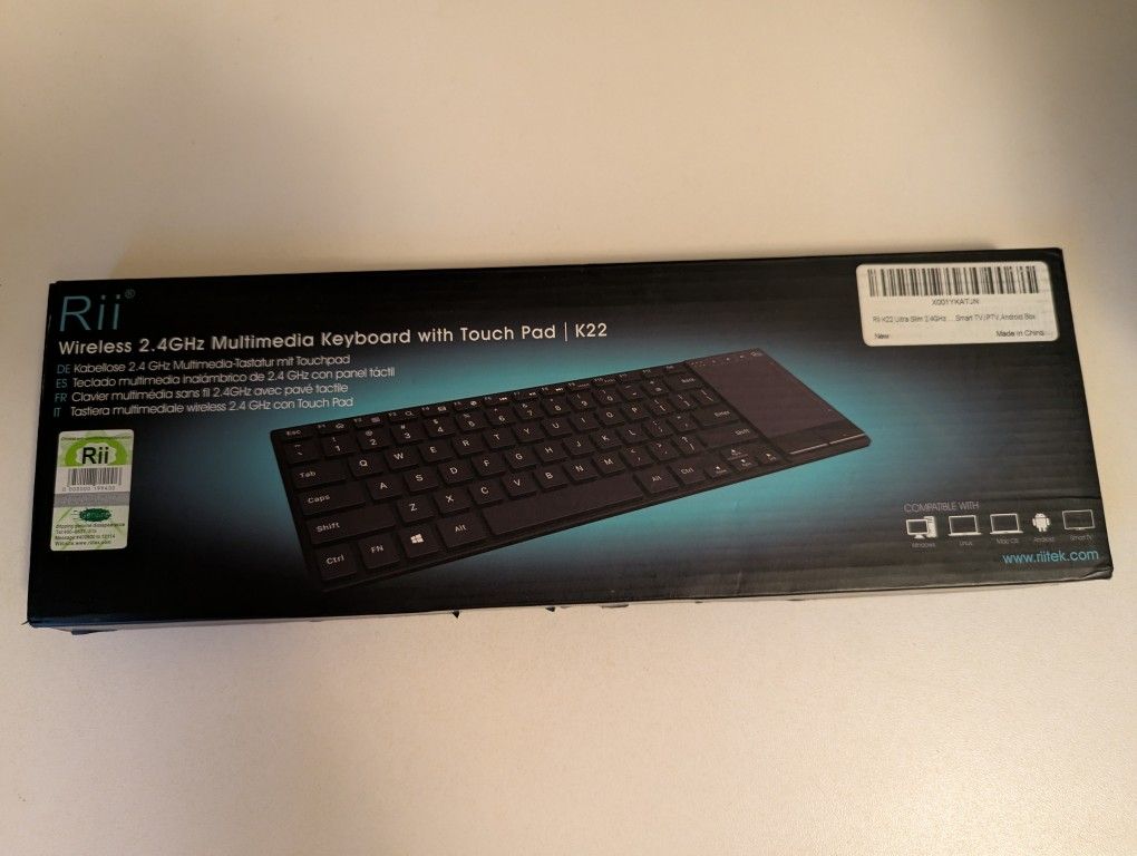 Rii Wireless 2.4 GHz  Multimedia Keyboard With Touchpad.