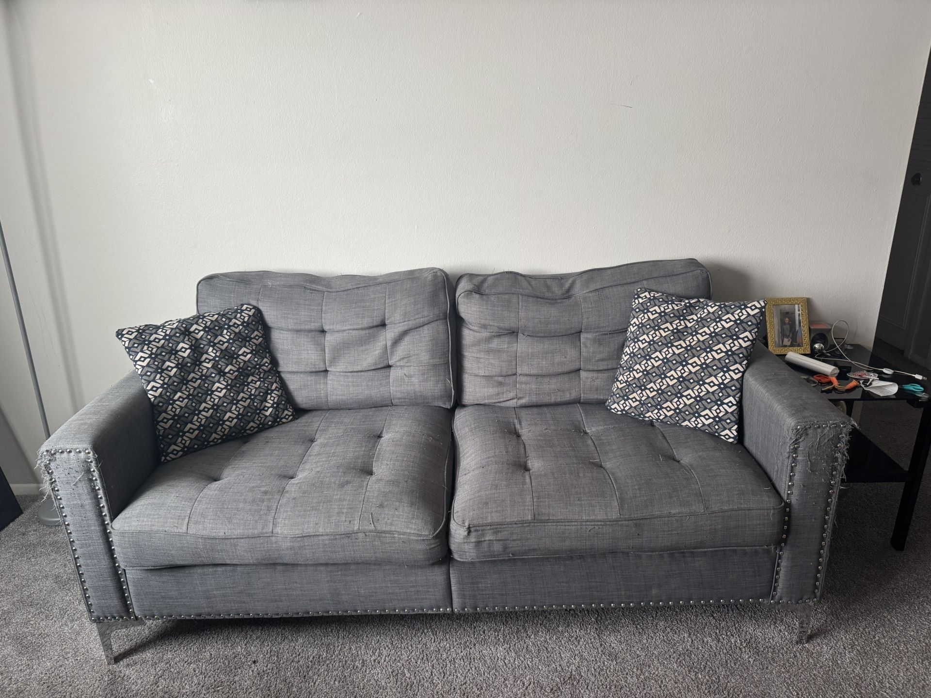 Grey Sofa And Love Seat -USED