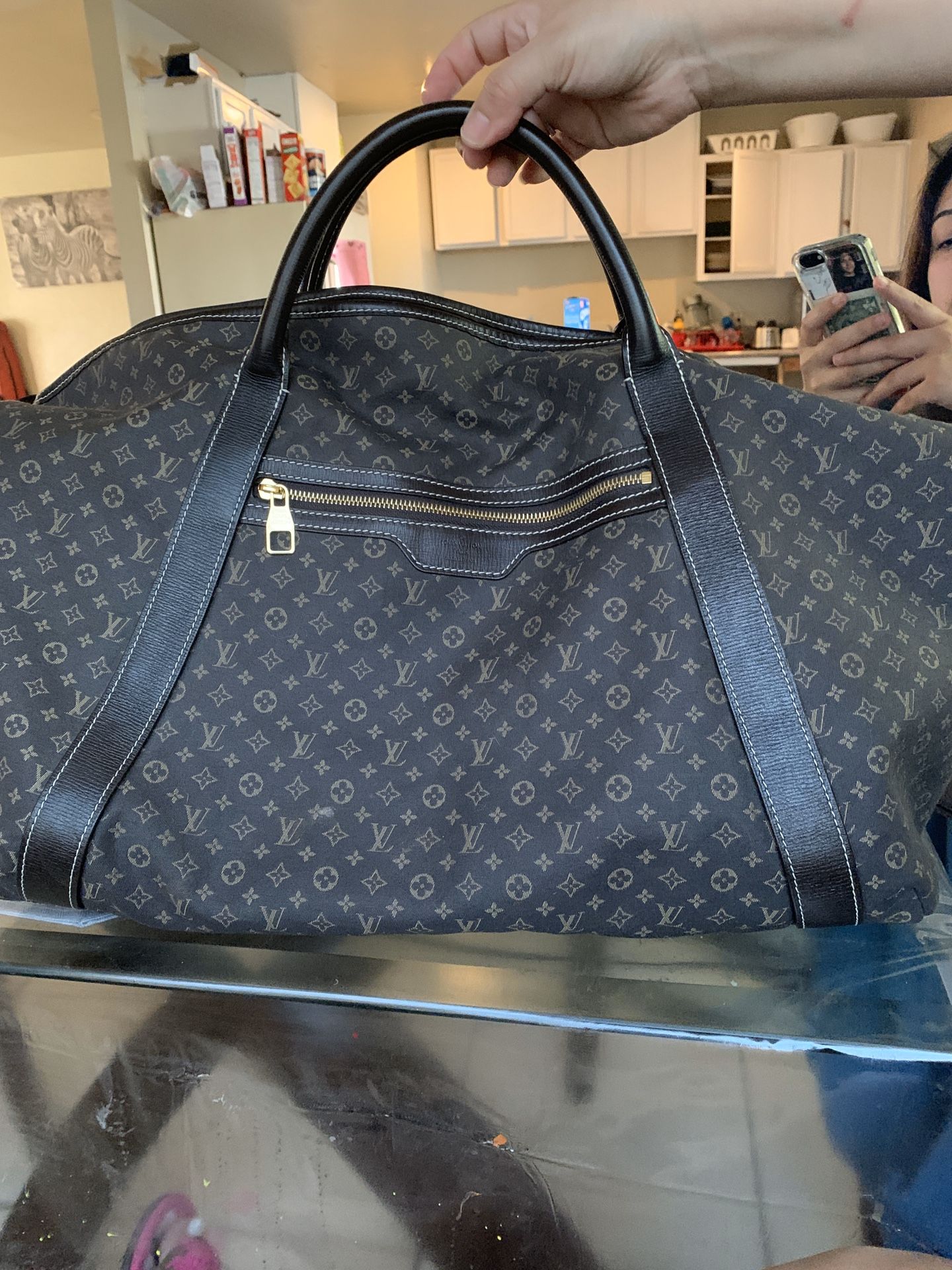 LOUIS VUITTON Fusain Monogram Idylle Canvas Odyssee Travel Bag