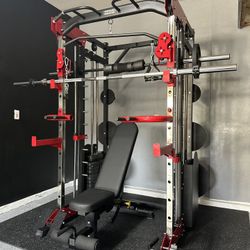 Smith Machine 200 | Adjustable Bench | 245lb Cast Iron Olympic Weights | 7ft Olympic Bar | Fitness | Gym Equipment | FREE DELIVERY/INSTALLATION 🚚 🛠️