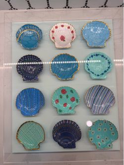 Handmade shells canvas in acrylic shadow box, wall art handmade with love