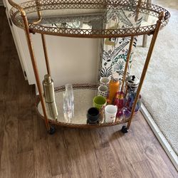 mirrored & bronze bar cart