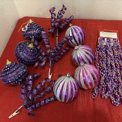 Purple Christmas tree ornament Lot Holiday Home Decor - Simi Valley