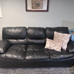 Leather Couch and Large Chair