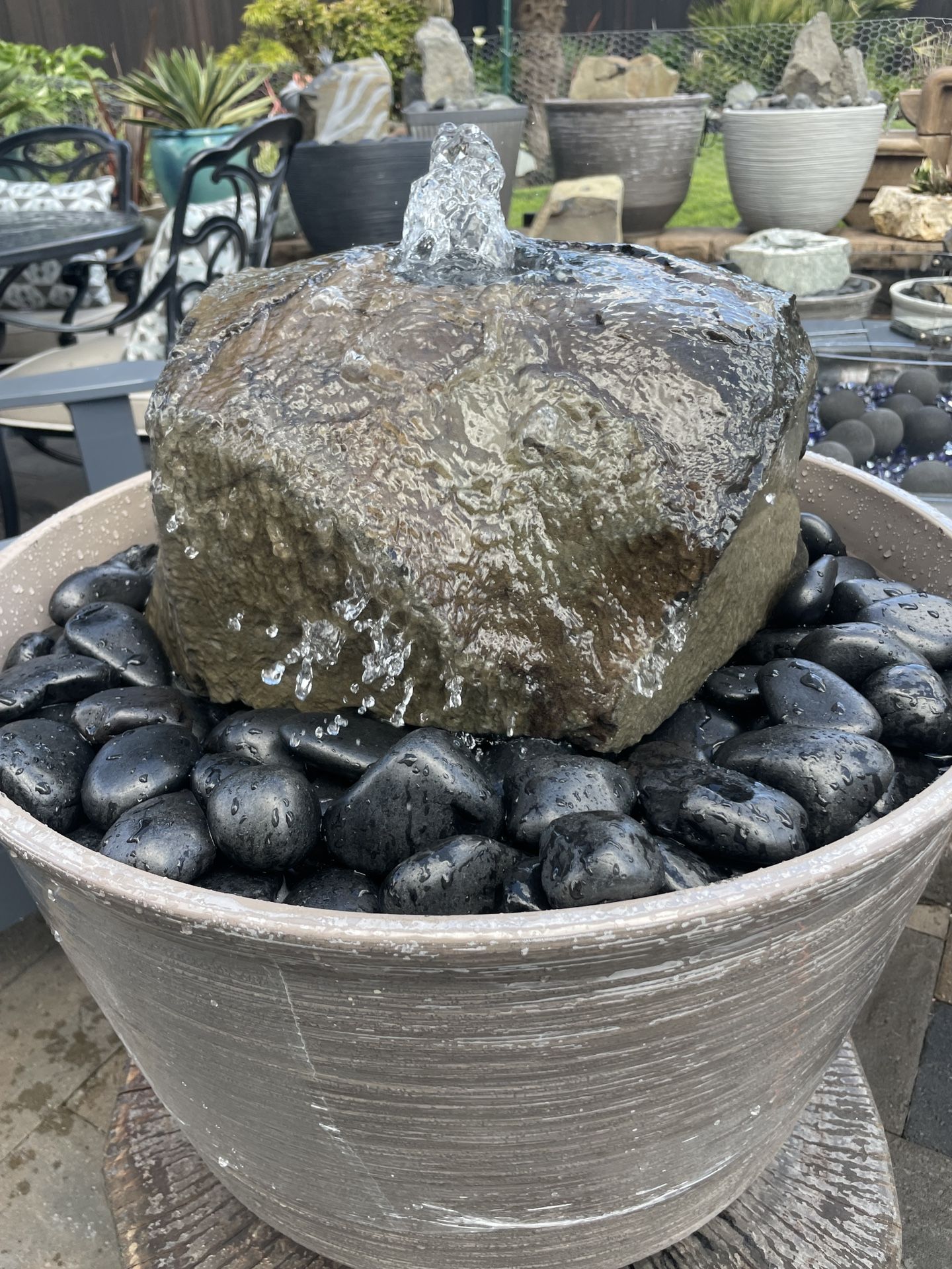 Custom Dual Natural Basalt Rock Water Fountain Complete Package