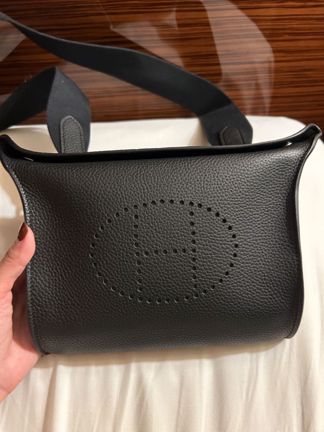 Hermes Crossbody Bag Black Real Leather