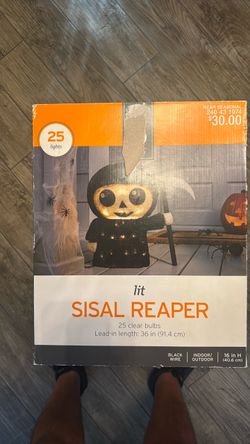 *Lit Sisal Reaper Halloween Decoration*
