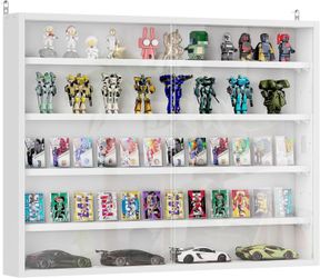 HOMCOM Wall Mounted 5-Tier Display Cabinet w/Glass Doors & Adjustable Shelves