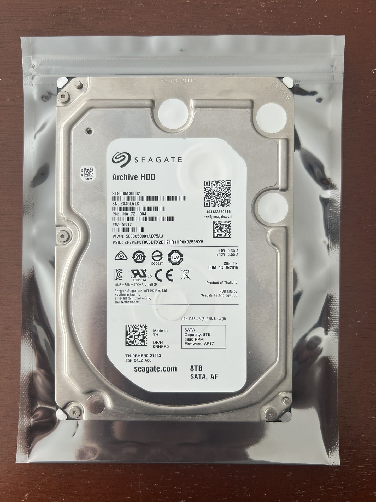 8TB Seagate Archives - 3.5" SATA HDDs - Tested