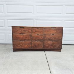 Vintage 1970s Bassett Furniture Walnut Lowboy Dresser Mid Century