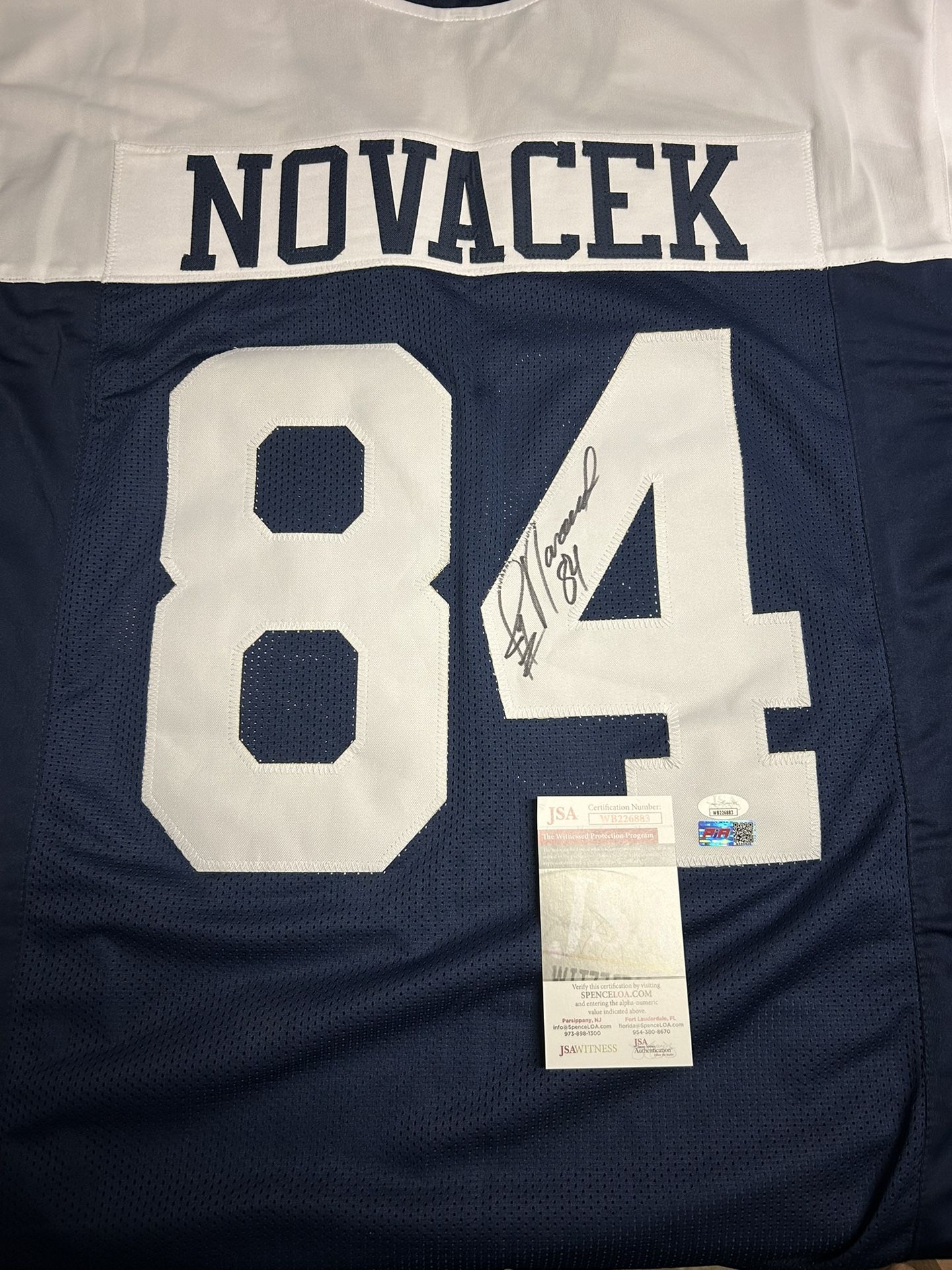 Jay Novacek Signed Dallas Cowboys Football Jersey Autographed. JSA COA Size XL