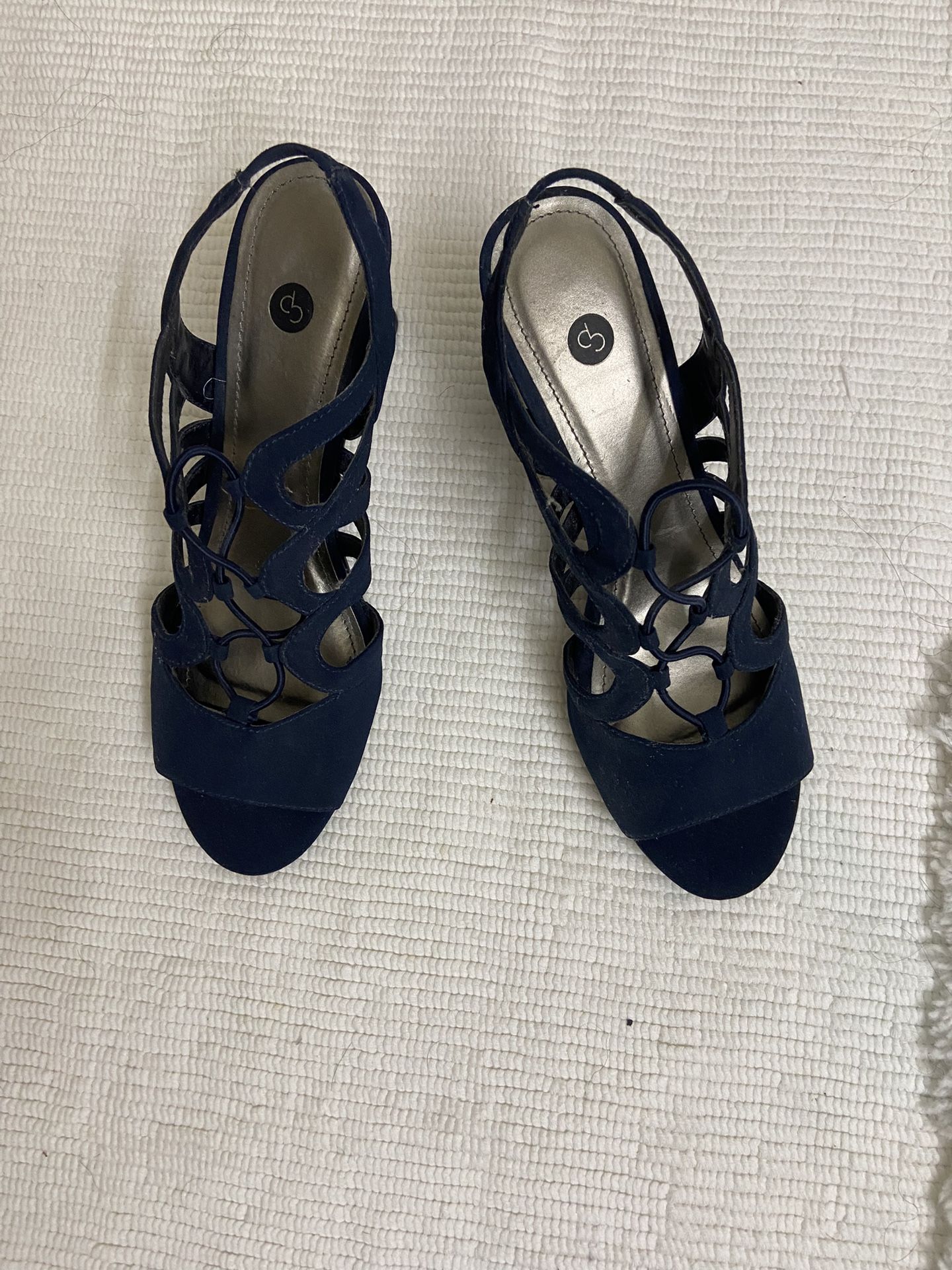 CP Women Round Peep Toe Block Heel Pumps