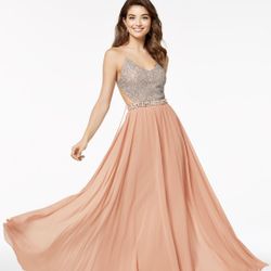 Beautiful chiffon/lace/sequin open back ballgown (size 0)