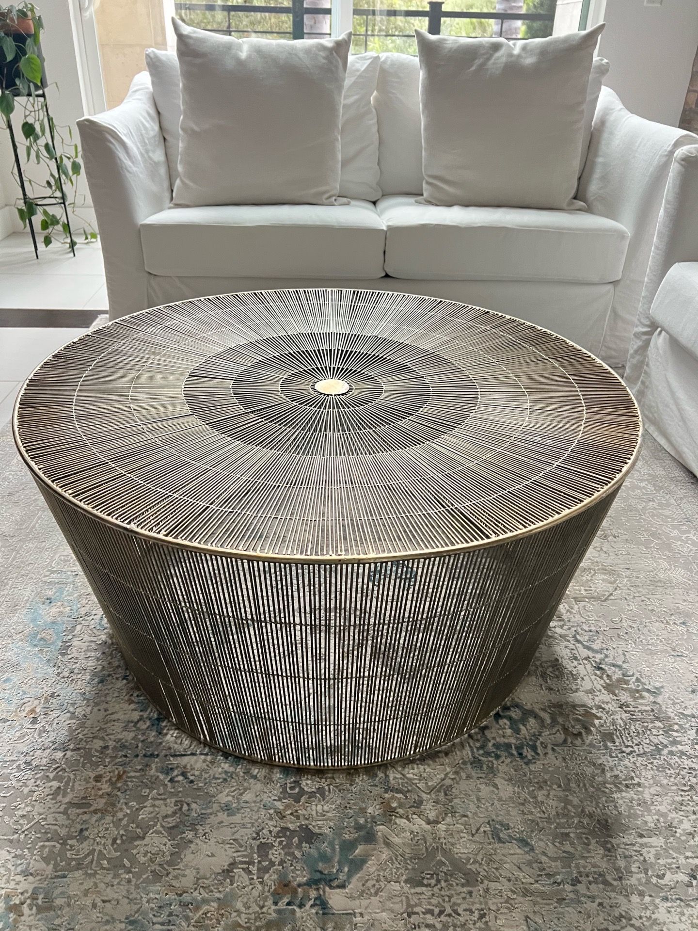 Pottery Barn Round Metal Coffee Table – 36”