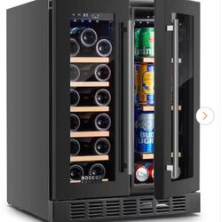 24 in. Dual Zone 17-Wine Bottles and 77-Cans Built-In and Freestanding Beverage & Wine Cooler in Black