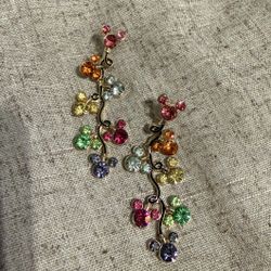 Disney BaubleBar Mickey Mouse Fashion Earrings Multicolor Rhinestone 2 1/2"