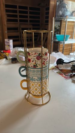 Patchwork, pioneer woman, tea cups, coffee, cups