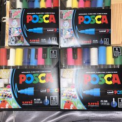 Lot Of 4 Posca Markers - 2 Packs Of PC-5M & 2 Packs Of PC-3M