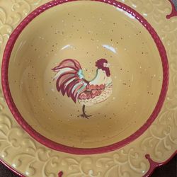 Vintage Princess House Rooster Serving Bowl 