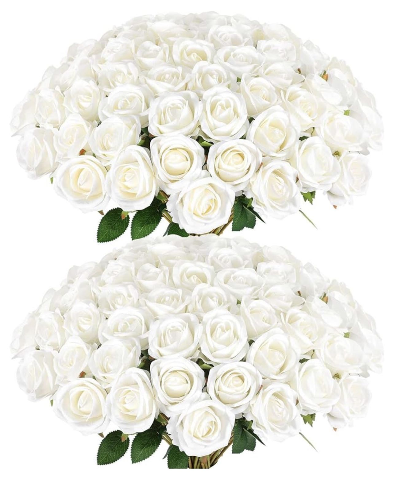 60 Artificial Silk White Roses