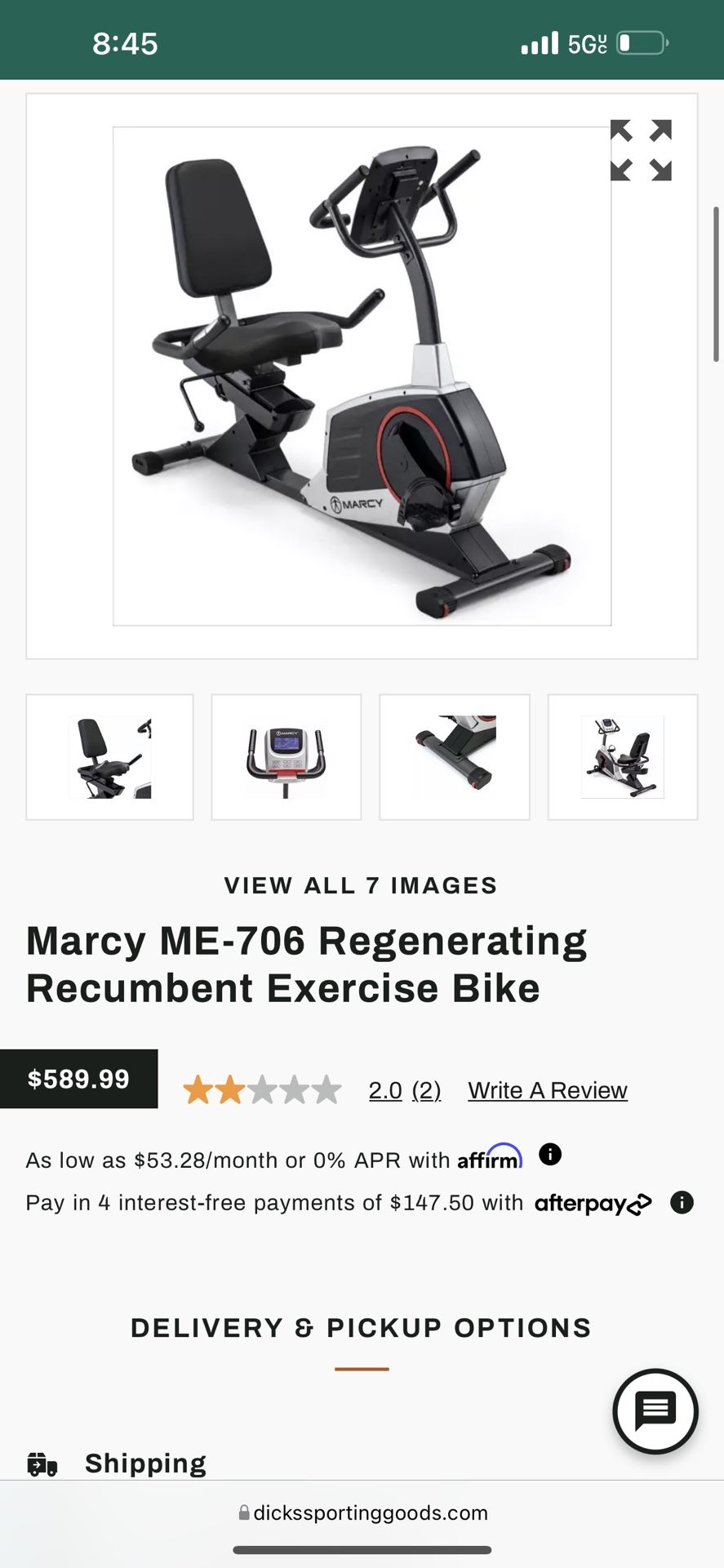 New In Box, Marcy ME-706 Regenerating Recumbent Exercise Bike