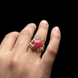 Gold-Filled Pink Dice Ring