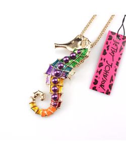 Betsey Johnson Colorful pearl Seahorse Necklace