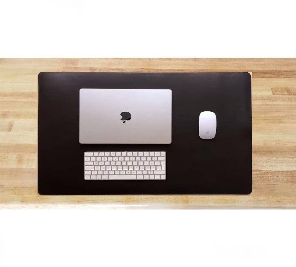 Leather Office Desk Writing Mat Pad Blotter Protector - Black