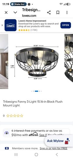 Tribesigns Fanny 3-Light Black Flush Mount Ceiling Light