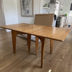 Heywood Wakefield 1950s Solid Wood Butterfly Drop Leaf Gateleg Dining Table