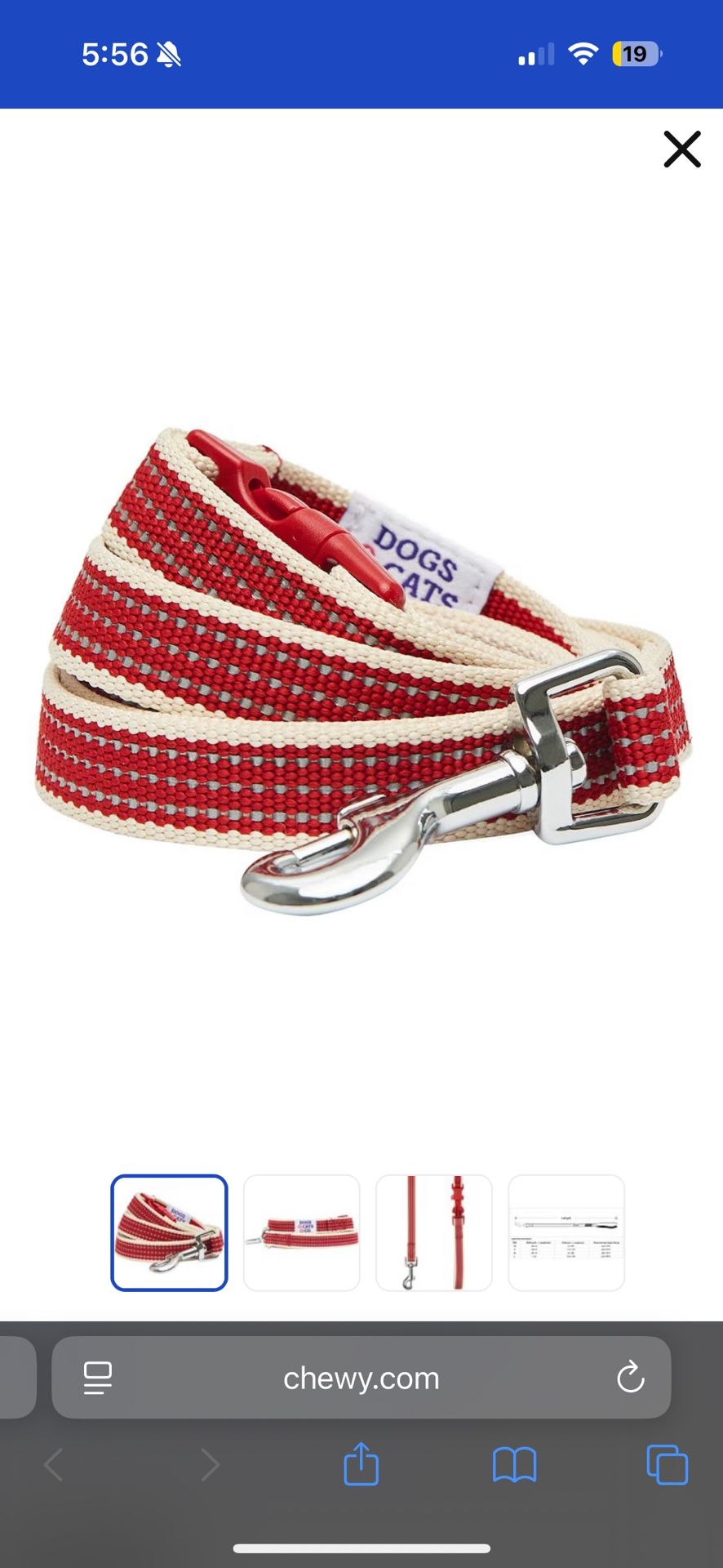 Dogs & Cats & Co. Polyester 3M Reflective Dog Leash in Burgundy Red
