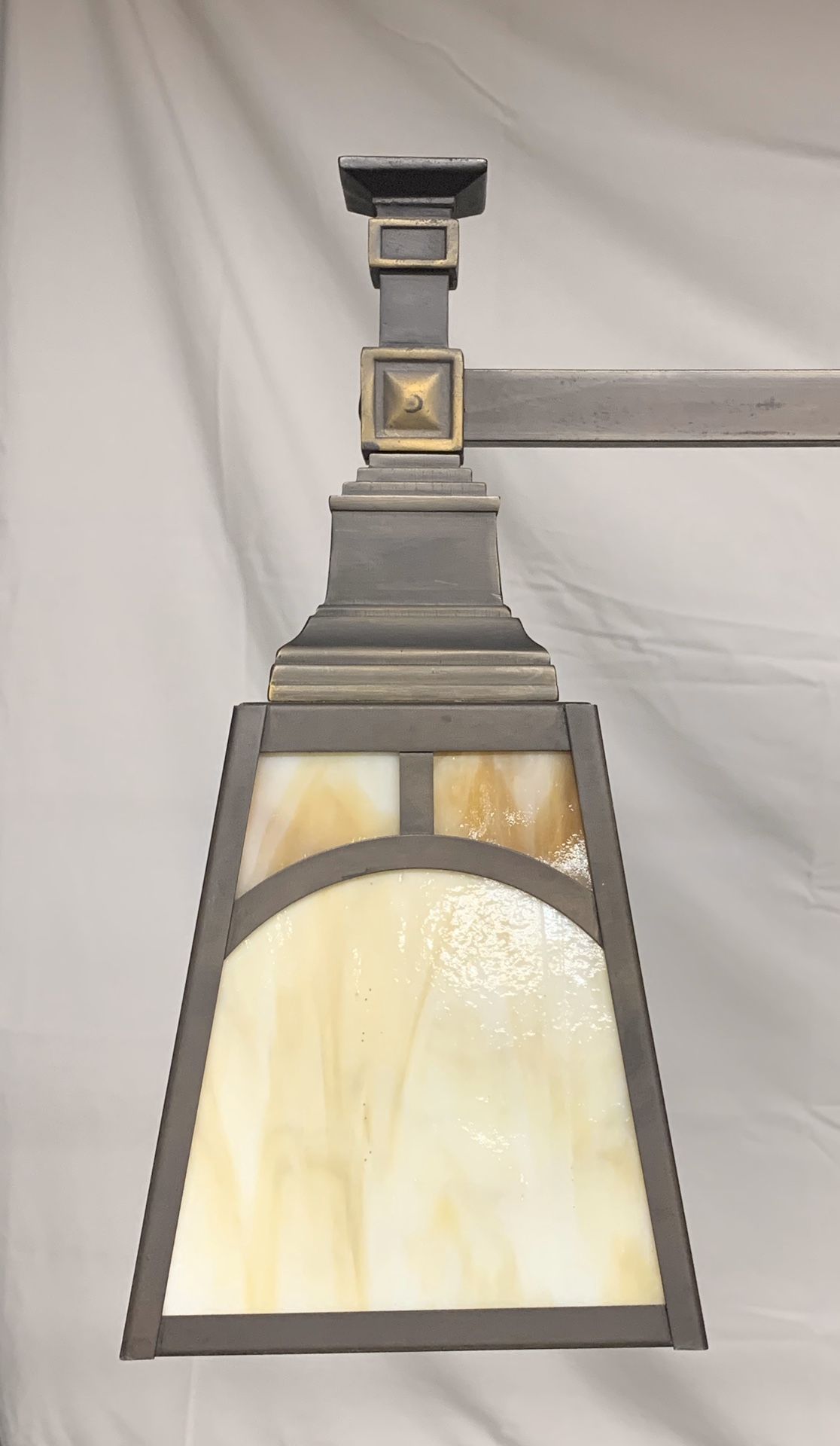 Craftsman / Mission Style 4Light Chandelier with Tiffany Style Glass