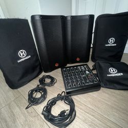 Harbinger PA Speakers & Mixer (M200-BT PORTABLE PA SYSTEM)