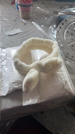 White Plush Bow Spa Headband