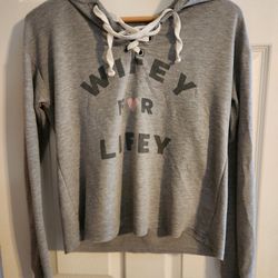 Maternity Sweatshirt - Wifey For Lifey Lace Up hooded Gray