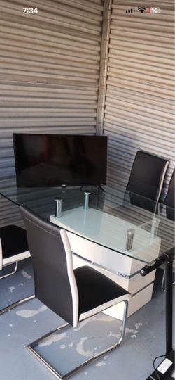 Glass Top Dining Table with 4 Chairs