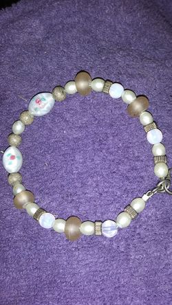 Vintage moonsrones.and real silver heart charm bracelet