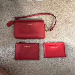 Pink Coach Mini Clutch And Wallet