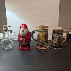 Four Budweiser Steins Including Budman