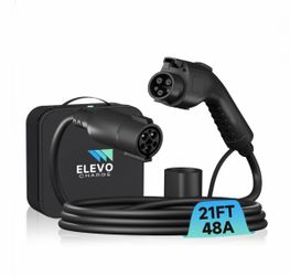 EV Charger Extension Cord J1772 Electric Vehicle, 110-240V, 48 Amp 21 FT Cables, Honda Toyota Rivian GMC Cadillac BMW