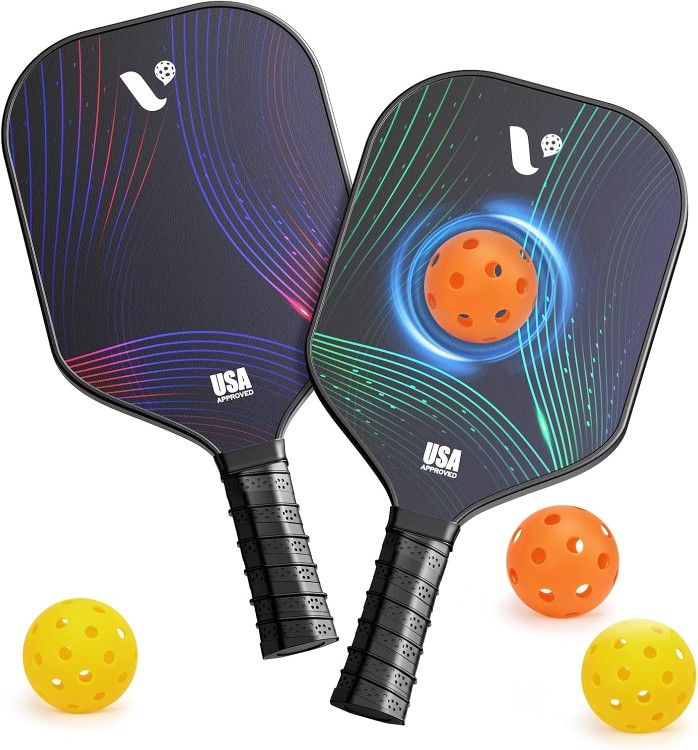 NEW - Pickleball Paddles Set of 2 with 4 Pickle Balls