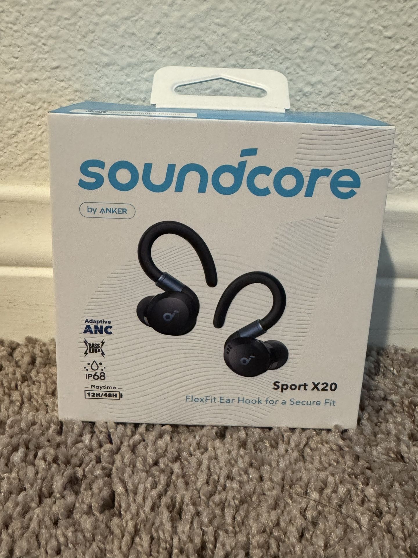 Soundcore Sport X20 by Anker, True-Wireless Workout Earbuds, Rotatable and Extendable Ear Hooks, Noise Cancelling, Deep Bass, IP68 Waterproof, Sweatpr
