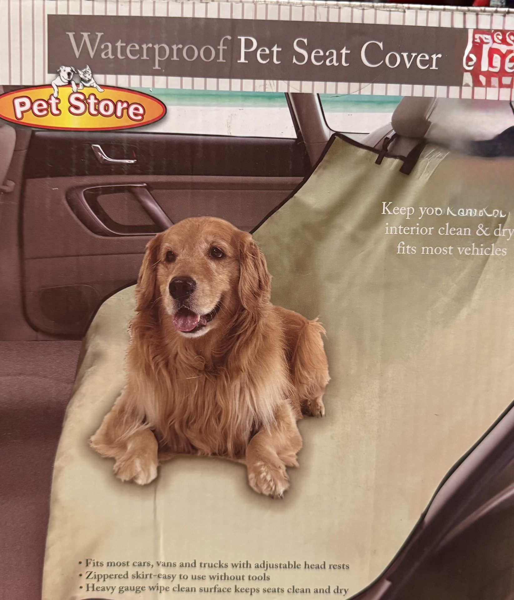 Pet rear seat cover Truck Car SUV Waterproof Seatbelt Slits Zippered skirt NIB