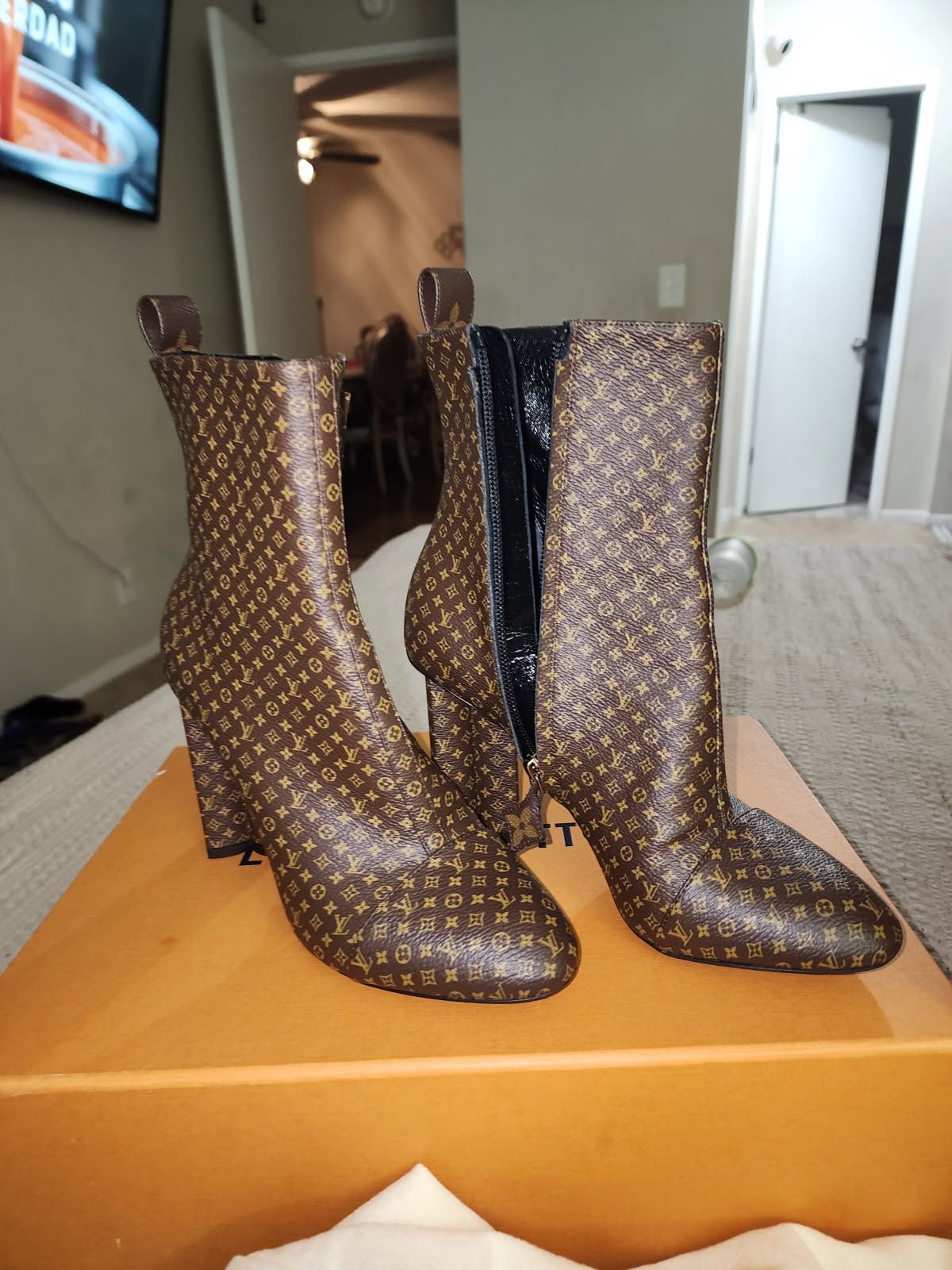 Louis Vuitton Silhouette Ankle Boots Leather Brown