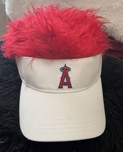 MLB Los Angeles Angels Flair Hair Visor, One Size, White 