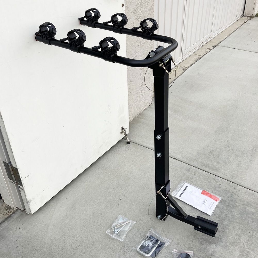 New in Box $65 Tilt Folding 3 Bike Hitch Mount Rack Bicycle Carrier for 2” Hitch w/ Straps 110 lbs Max