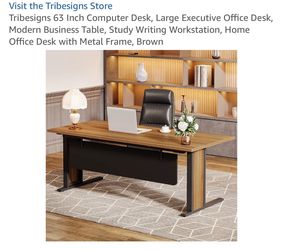 Tribesigns 63-Inch Executive Office Desk Brown