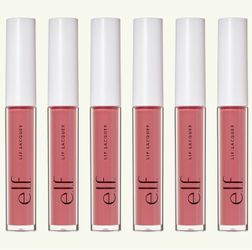 6 Pieces Of e.l.f. Lip Lacquer, Moisturizing, Shiny, Non-Sticky & Long Lasting, Provides Maximum Color & Glides On, Vegan & Cruelty-Free, Wild Rose, 0