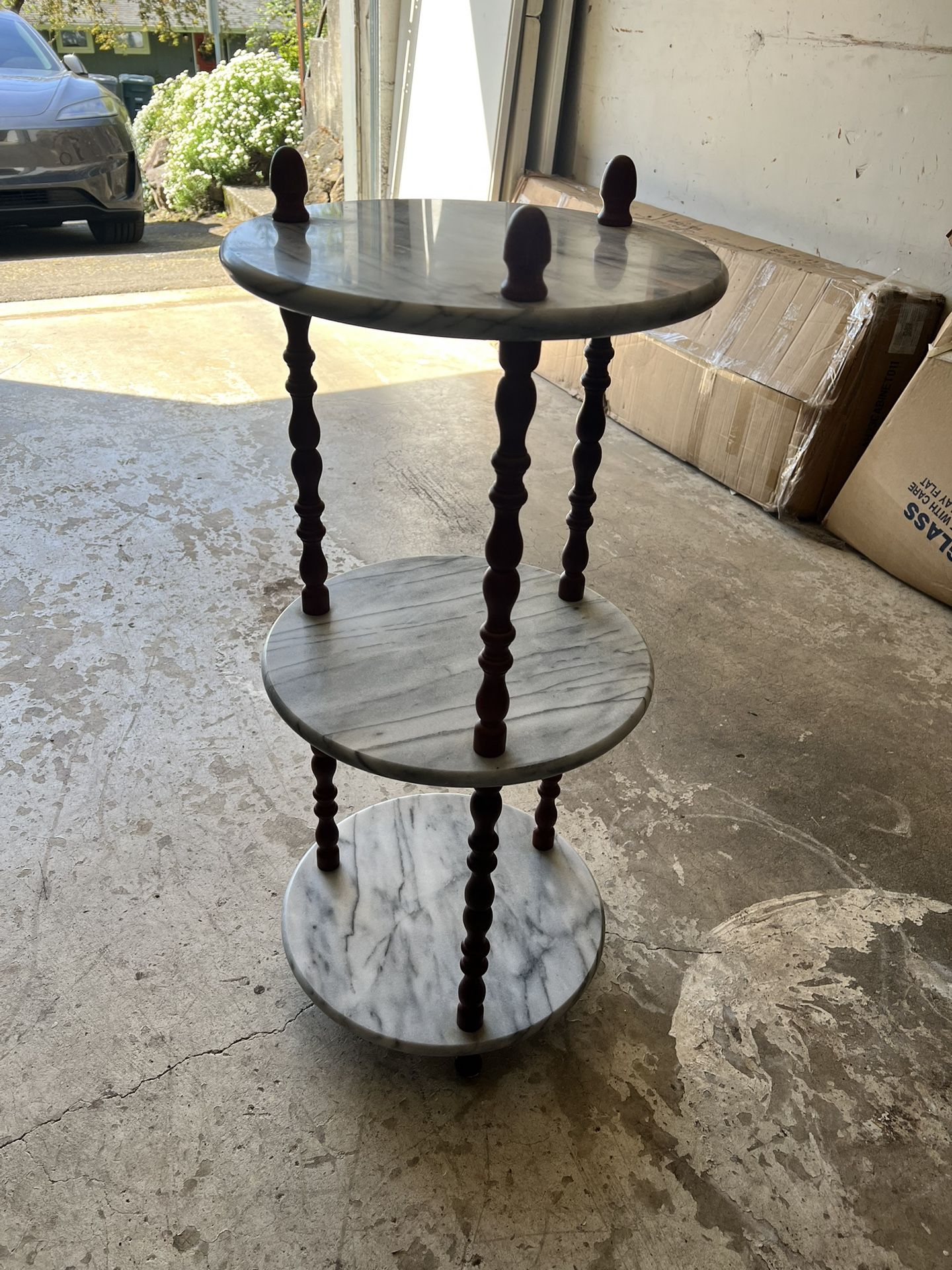 3 Tier Marble End Table