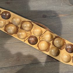Vintage Mancala Hand Carved Wooden Board Game